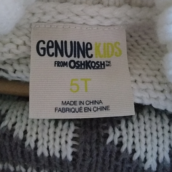GENUINE Kids OSHKOSH White & Gray Knit poncho 5T - Picture 7 of 9